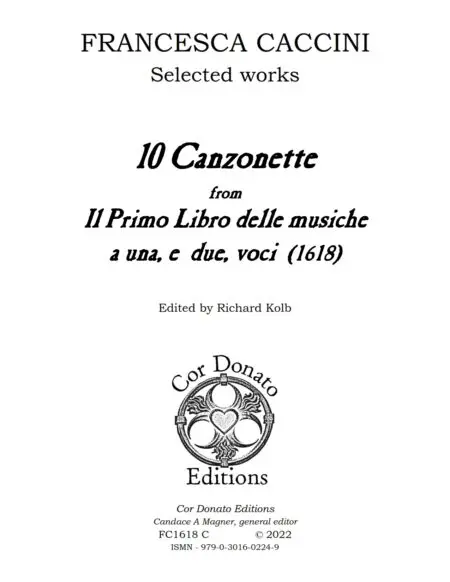 Cover graphic of Francesca Caccini's 10 Canzonette