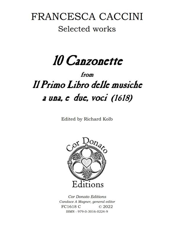 Cover graphic of Francesca Caccini's 10 Canzonette